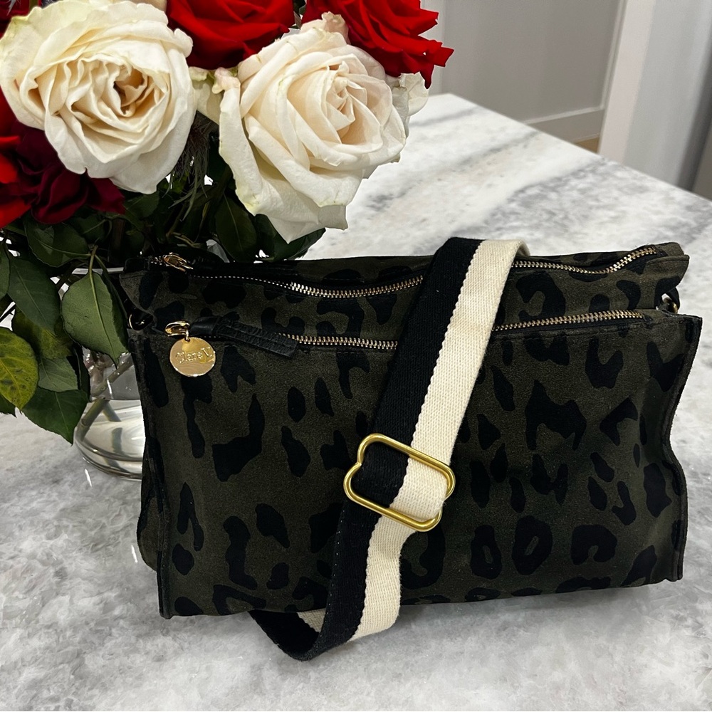 Clare V GOSEE CLUTCH - ARMY PABLO CAT SUEDE